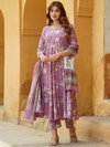 Lavender Colour Rayon Printed Kurti With Pant Dupatta Wholesale Online Aaradhna 2046